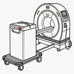 Medical CT Scanner on a Cart with Attached Mobile Unit