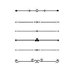Hand drawn calligraphic dividers. Swirl victorian borders. Vector isolated royal decor separators. Classic wedding invitation calligraphic lines.	