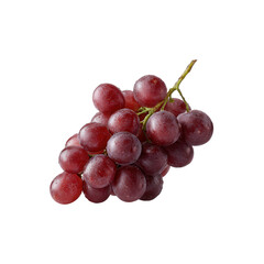 Fototapeta premium A bunch of fresh red grapes isolated on a white background, showcasing their juicy texture and vibrant color, perfect for healthy eating and fruit-related themes.