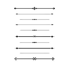 text dividers doodle set. Wedding decorative elements. Divider ornament, borders, floral, vintage line separators. Hand drawn vector illustration isolated on white background. Set page dividers.	