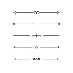 text dividers doodle set. Wedding decorative elements. Divider ornament, borders, floral, vintage line separators. Hand drawn vector illustration isolated on white background. Set page dividers.	