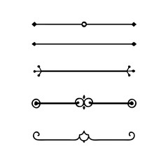 text dividers doodle set. Wedding decorative elements. Divider ornament, borders, floral, vintage line separators. Hand drawn vector illustration isolated on white background. Set page dividers.	