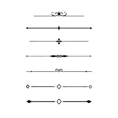 text dividers doodle set. Wedding decorative elements. Divider ornament, borders, floral, vintage line separators. Hand drawn vector illustration isolated on white background. Set page dividers.	