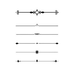 text dividers doodle set. Wedding decorative elements. Divider ornament, borders, floral, vintage line separators. Hand drawn vector illustration isolated on white background. Set page dividers.	