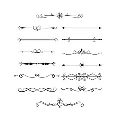 Set of Vintage decorative lines. text dividers. Line border. Lines separators, Borders, Vintage dividers, Underline elements. Divider set vector. Vector illustration.Line dividers.	