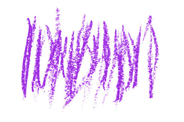 Purple colored pencil drawing isolated on transparent background