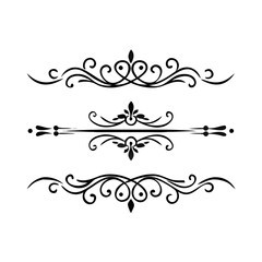 Set of Vintage decorative lines. text dividers. Line border. Lines separators, Borders, Vintage dividers, Underline elements. Divider set vector. Vector illustration.Line dividers.	