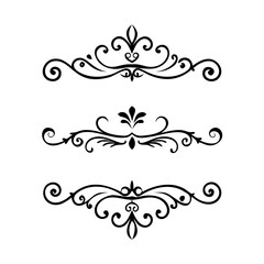 Set of Vintage decorative lines. text dividers. Line border. Lines separators, Borders, Vintage dividers, Underline elements. Divider set vector. Vector illustration.Line dividers.	