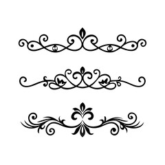 Set of Vintage decorative lines. text dividers. Line border. Lines separators, Borders, Vintage dividers, Underline elements. Divider set vector. Vector illustration.Line dividers.	