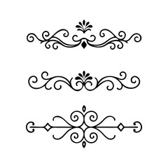 Set of Vintage decorative lines. text dividers. Line border. Lines separators, Borders, Vintage dividers, Underline elements. Divider set vector. Vector illustration.Line dividers.	