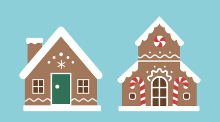Set Of Colorful Gingerbread House Flat Stock Vector Illustration.
Cute Christmas Cookie House Clipart. 
Good for greeting card, poster, banner, leaflet.