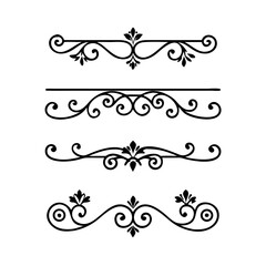 Set of Vintage decorative lines. text dividers. Line border. Lines separators, Borders, Vintage dividers, Underline elements. Divider set vector. Vector illustration.Line dividers.	