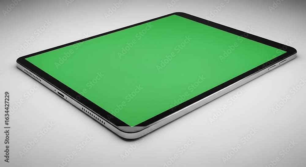 Poster tablet with green screen display for app presentation or mockup