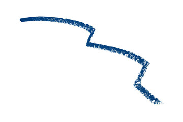 Blue pencil hand writing stroke set on transparent background.