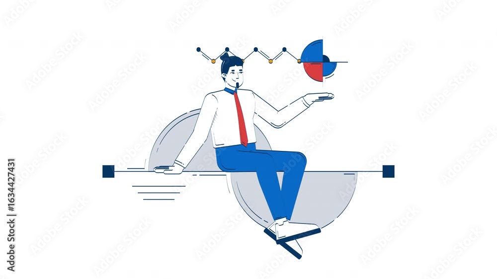 Aufkleber data scientist in analytics doodle animation. insight-driven analyst. data visualization. businessma