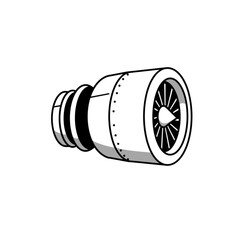 Aircraft jet engine turbine in technical illustration style  