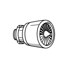 Turbocharger component in technical illustration style on white background  