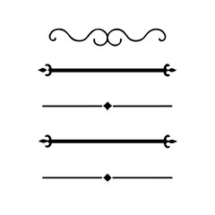 Set of Vintage decorative lines. text dividers. Line border. Lines separators, Borders, Vintage dividers, Underline elements. Divider set vector. Vector illustration.Line dividers.	