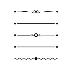 Set of Vintage decorative lines. text dividers. Line border. Lines separators, Borders, Vintage dividers, Underline elements. Divider set vector. Vector illustration.Line dividers.	