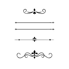 Set of Vintage decorative lines. text dividers. Line border. Lines separators, Borders, Vintage dividers, Underline elements. Divider set vector. Vector illustration.Line dividers.	