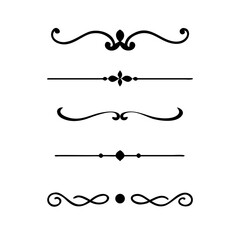 Set of Vintage decorative lines. text dividers. Line border. Lines separators, Borders, Vintage dividers, Underline elements. Divider set vector. Vector illustration.Line dividers.	