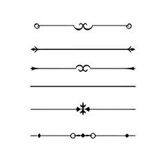 Set of Vintage decorative lines. text dividers. Line border. Lines separators, Borders, Vintage dividers, Underline elements. Divider set vector. Vector illustration.Line dividers.	