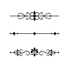 Set of Vintage decorative lines. text dividers. Line border. Lines separators, Borders, Vintage dividers, Underline elements. Divider set vector. Vector illustration.Line dividers.	