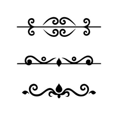 Set of Vintage decorative lines. text dividers. Line border. Lines separators, Borders, Vintage dividers, Underline elements. Divider set vector. Vector illustration.Line dividers.	