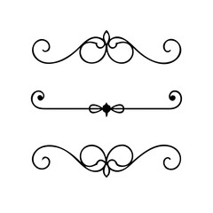 Set of Vintage decorative lines. text dividers. Line border. Lines separators, Borders, Vintage dividers, Underline elements. Divider set vector. Vector illustration.Line dividers.	