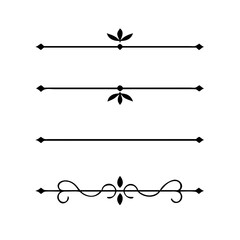 Set of Vintage decorative lines. text dividers. Line border. Lines separators, Borders, Vintage dividers, Underline elements. Divider set vector. Vector illustration.Line dividers.	