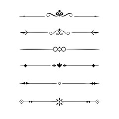 Set of Vintage decorative lines. text dividers. Line border. Lines separators, Borders, Vintage dividers, Underline elements. Divider set vector. Vector illustration.Line dividers.	