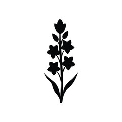 Gladiolus Stem Flower Silhouette – Elegant Black Floral Vector art