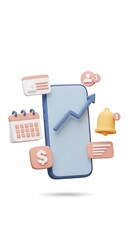 Growth-Focused App: 3D Render of Mobile Finance