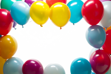Colorful balloons frame isolated on white background.PNG