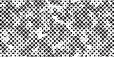 Abstract halftone seamless camouflage pattern. Repeating digital dotted hexagonal camo military texture background. Abstract modern fabric textile ornament. Vector illustration.