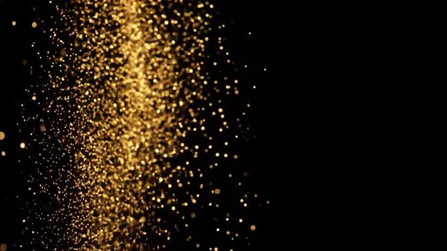 gold splash and sparkles animation on black background