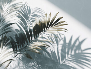 Close-up shot of aged green palm leaf with brown edges against a gradient backdrop white to grey Soft shadows from one-sided lighting Realistic, naturalistic style emphasizing detai - AI-Generated