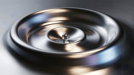 A close up of a metal object with a smooth reflective surface possibly a hubcap or a decorative item showcasing its intricate