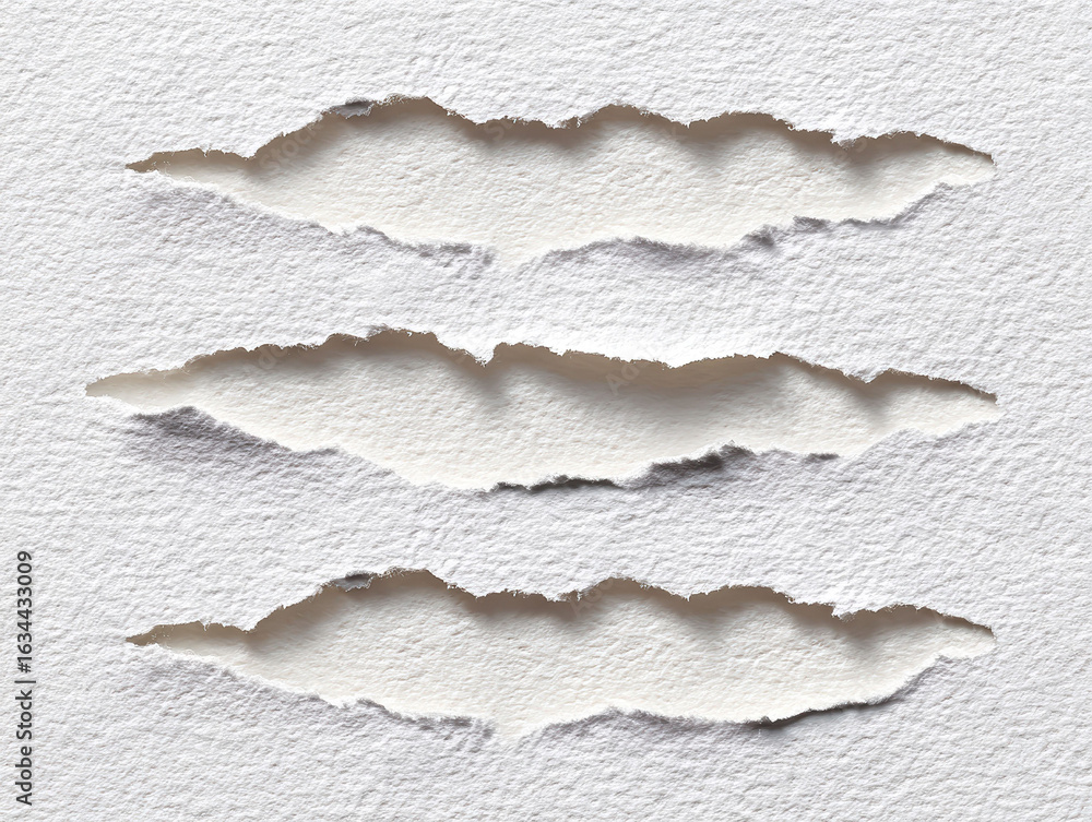 Poster six vertically arranged photographs show a material being peeled, each image revealing a layer with 