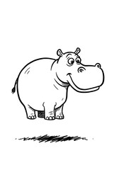 Charming cartoon hippo with a friendly smile and curious eyes, perfect for children's books and playful designs.