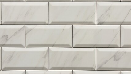 White Marble-Effect Tiles in Staggered Layout — Elegant Texture for Interior, Architecture, and Graphic Design