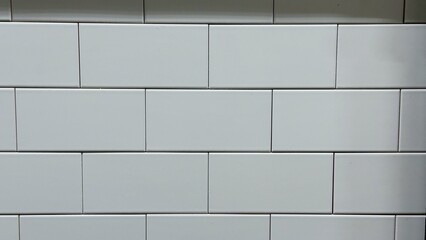 White Rectangular Tiles in Staggered Layout — Modern Texture for Interior, Architecture, and Graphic Design