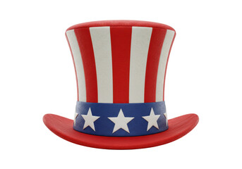 Isolated Patriotic Uncle Sam Hat with Stars and Stripes