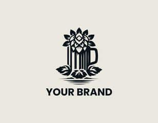 Beer Hops Mug Vector Logo Design