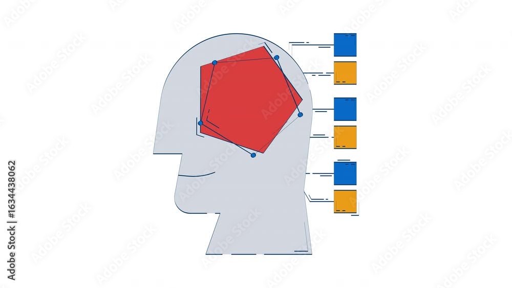 Aufkleber ai-driven analytics doodle animation. artificial intelligence data science. head profile with radar 