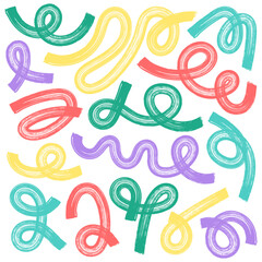 Seamless abstract doodle pattern with colorful scribbles and loops. Playful hand drawn style, perfect for kids design, stationery and textiles.