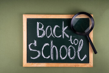 School equipment flat lay. Various school education and office supplies, accessories. Back to...