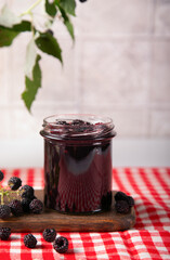 Homemade blackberry jam with fresh berries