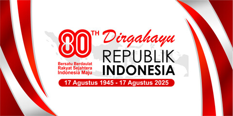 Happy 80th Anniversary of the Republic of Indonesia poster design. Translation: Happy 80th Anniversary of Indonesia Independence Day. Best for cards, posters, banners, and social media.