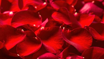 Vibrant Red Rose Petals Creating a Soft and Romantic Floral Background with Delicate Texture for Celebratory or Intimate Occasions